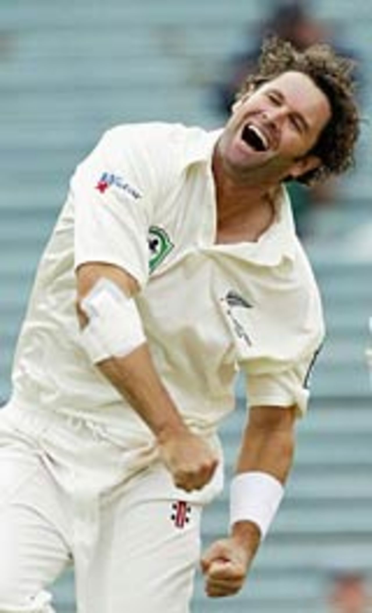 Chris Cairns celebrates his 200th Test wicket, New Zealand v South Africa, 2nd Test, Auckland, March 22, 2004