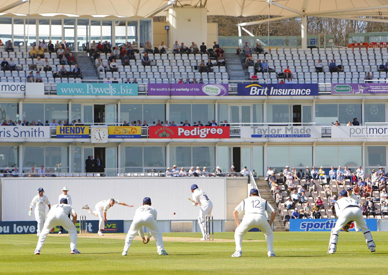 Simon Jones bowled the first over of the season for Hampshire, Hampshire v Durham, County Championship, Division One, The Rose Bowl, April 8, 2011