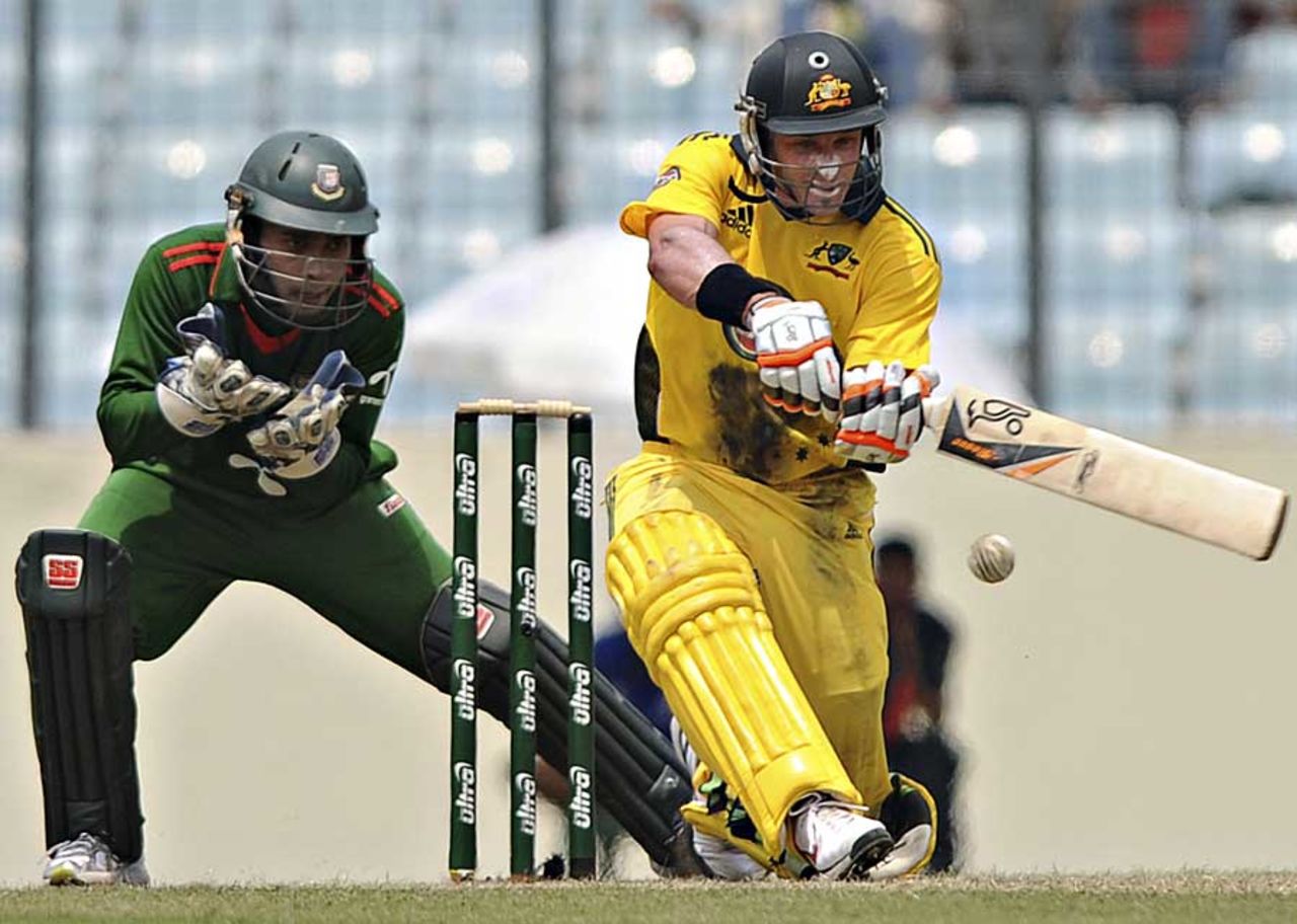Michael Clarke forces one through the leg side, Bangladesh v Australia, 1st ODI, Mirpur, April 9, 2011