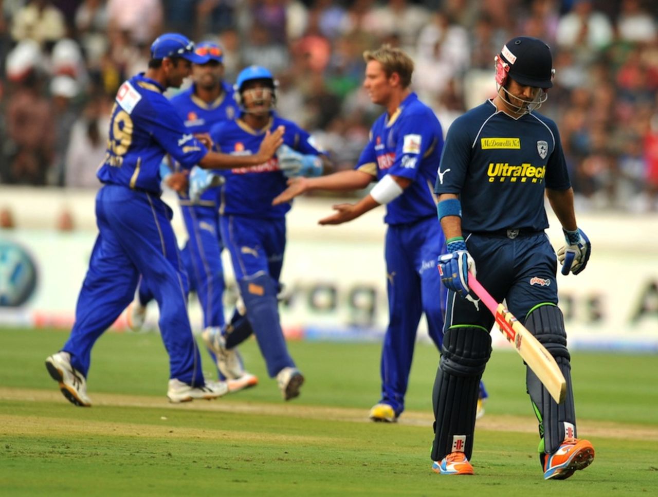 JP Duminy was dismissed by Shane Warne, Deccan Chargers v Rajasthan Royals, IPL 2011, Hyderabad, April 9, 2011
