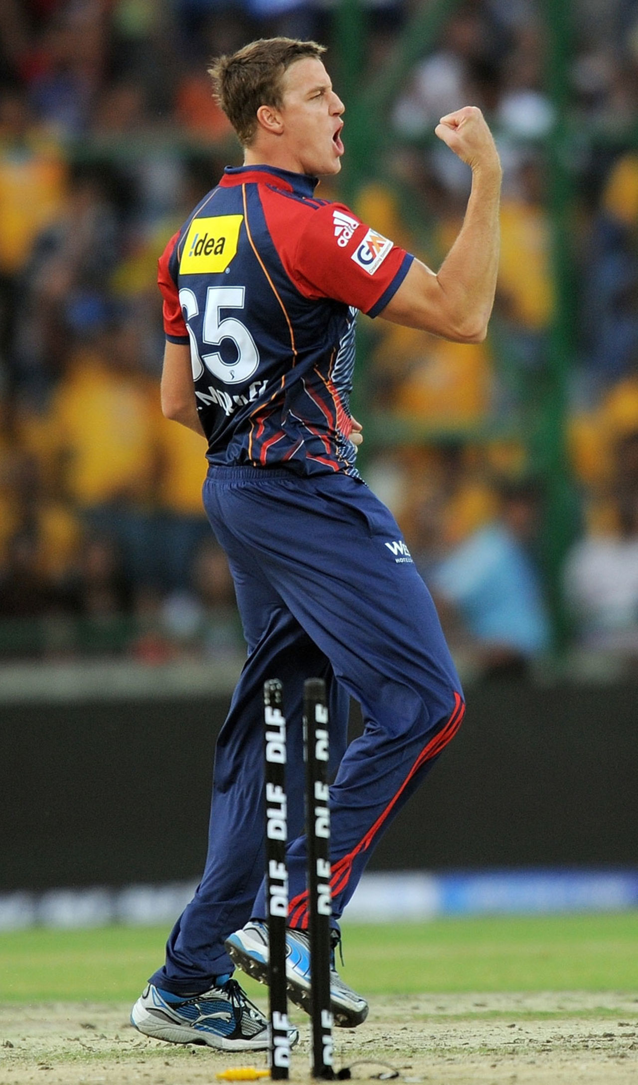 Morne Morkel bowled Davy Jacobs for 1, Delhi Daredevils v Mumbai Indians, IPL 2011, Kochi, April 10, 2011