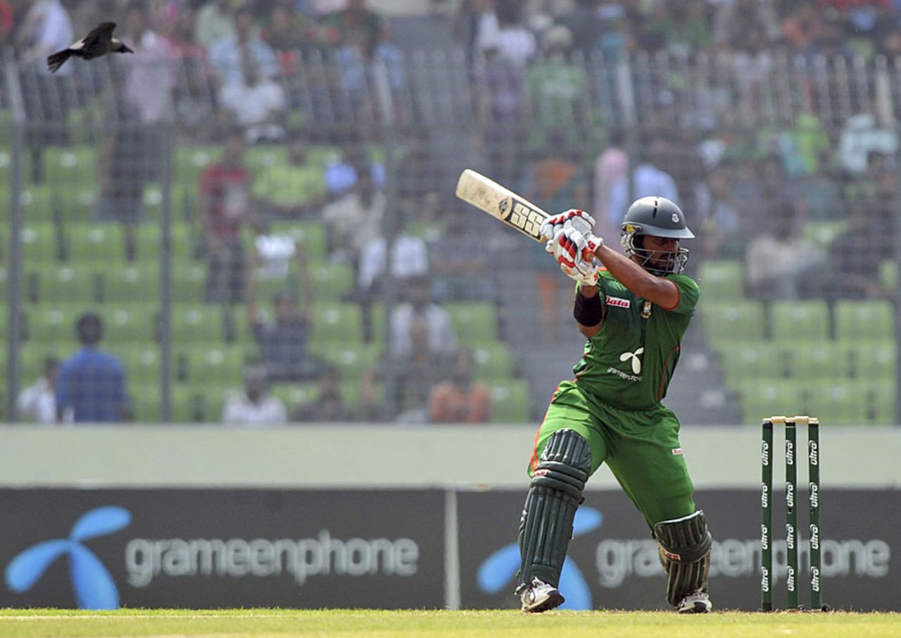 Shahriar Nafees showed some resistance in making a fighting half-century, Bangladesh v Australia, 2nd ODI, Mirpur, April 11, 2011