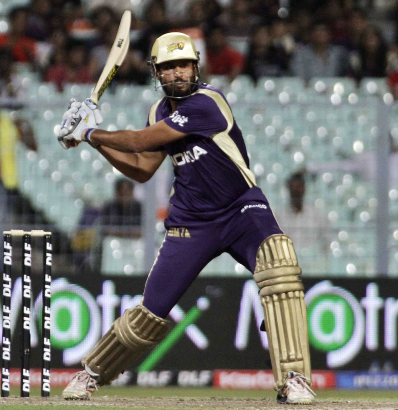 Yusuf Pathan lines up a big shot, Kolkata Knight Riders v Deccan Chargers, IPL 2011, Kolkata, April 11, 2011