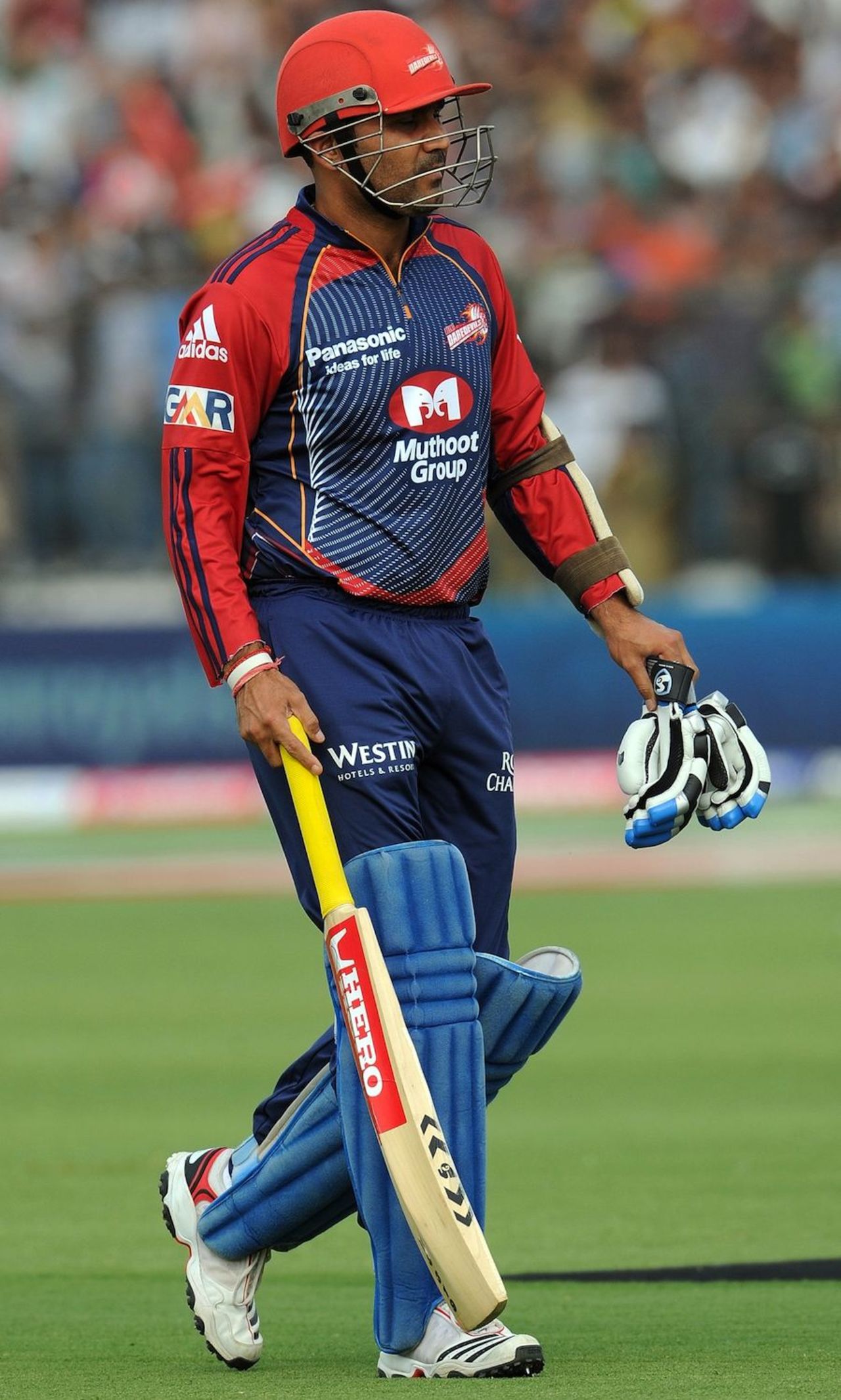 Virender Sehwag was dismissed for 4, Rajasthan Royals v Delhi Daredevils, IPL 2011, Jaipur, April 12, 2011