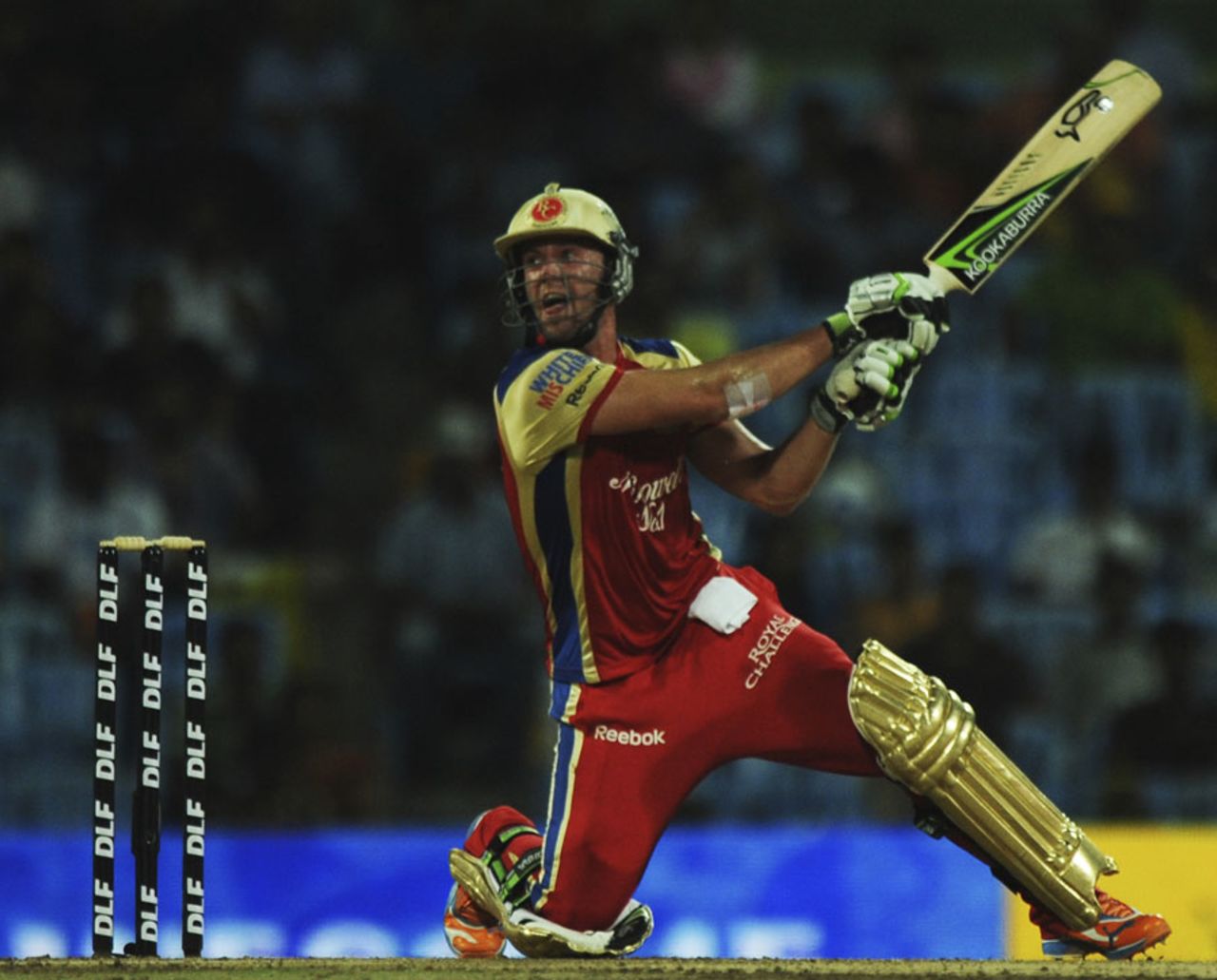 AB de Villiers lofts one into the off side during his 64 off 44 balls, Chennai Super Kings v Royal Challengers Bangalore, IPL 2011, Chennai,  April 16, 2011