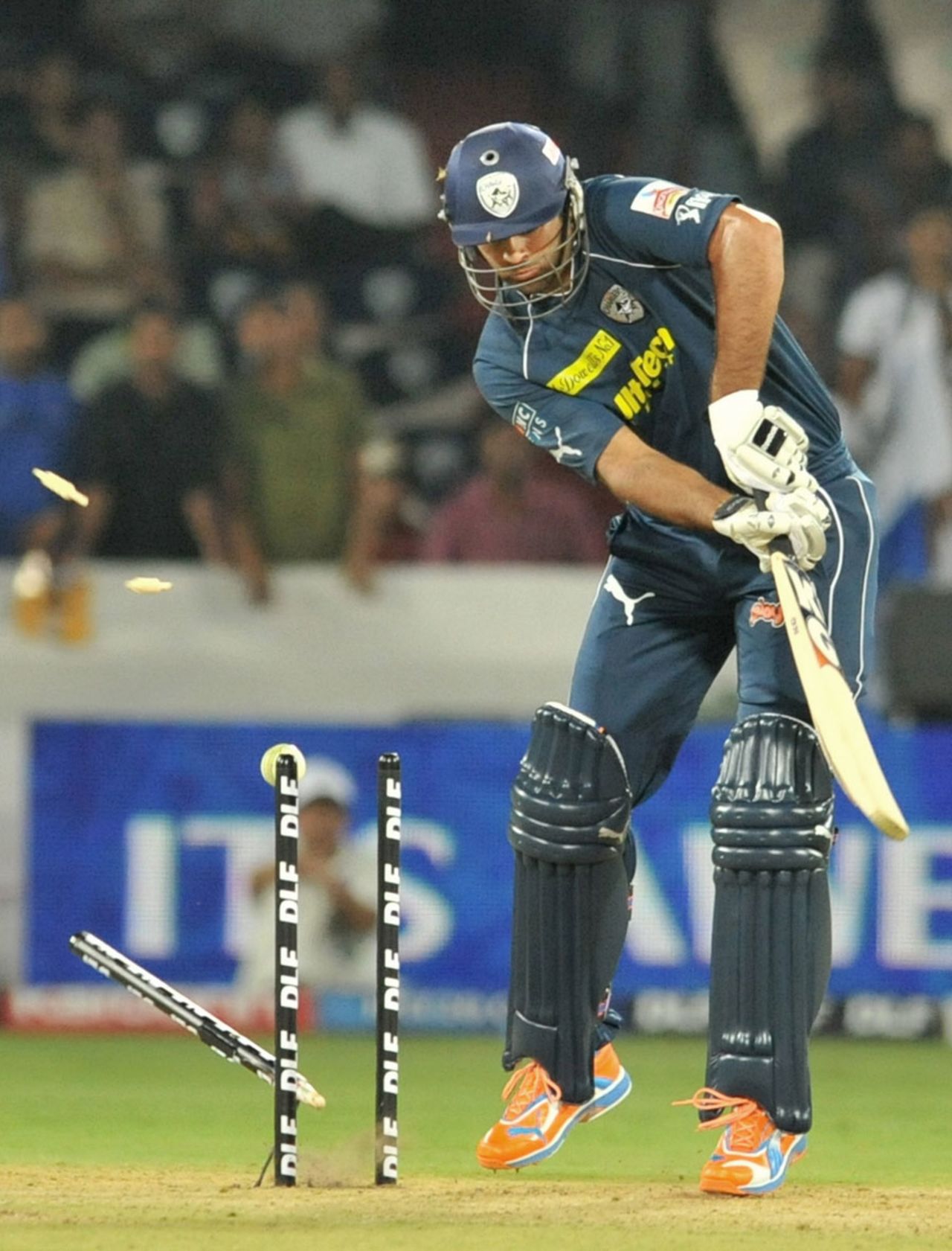 Manpreet Gony is bowled by Ryan McLaren for a golden duck, Deccan Chargers v Kings XI Punjab, April 16, 2011