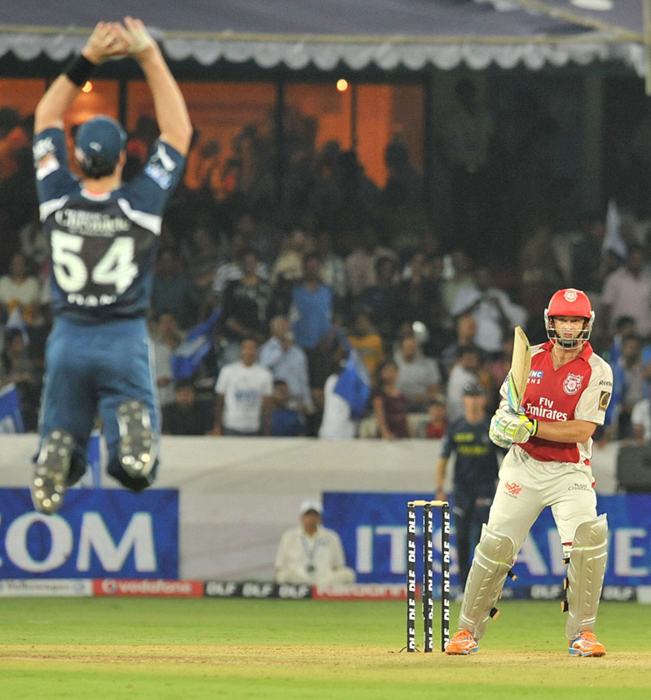 Adam Gilchrist clears the in-field during his 30-ball fifty, Deccan Chargers v Kings XI Punjab, April 16, 2011