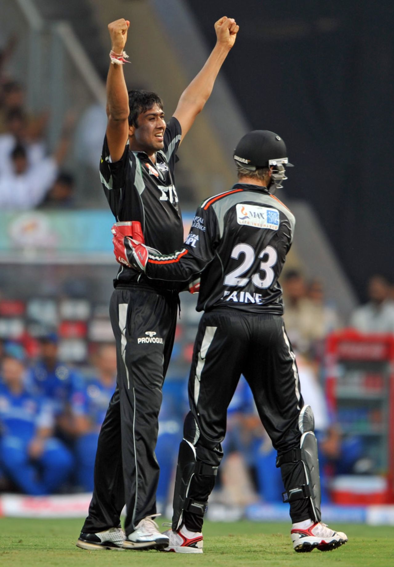 Rahul Sharma celebrates the wicket of Sachin Tendulkar, Mumbai Indians v Pune Warriors, IPL 2011, Mumbai, April 20, 2011