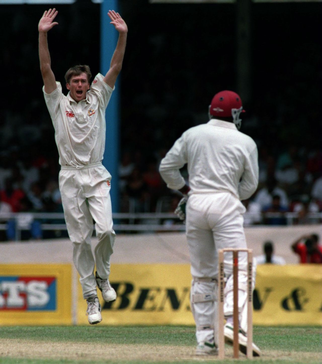 Glenn McGrath appeals for Richie Richardson's wicket, West Indies v Australia, 3rd Test, 2nd day, Port-of-Spain, April 22, 1995