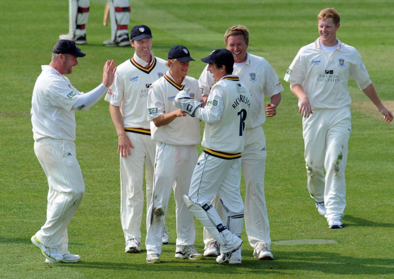 James Anyon falls to Mitchell Claydon, as Sussex collapse against Durham, Durham v Sussex, Chester-le-Street, April 21, 2011