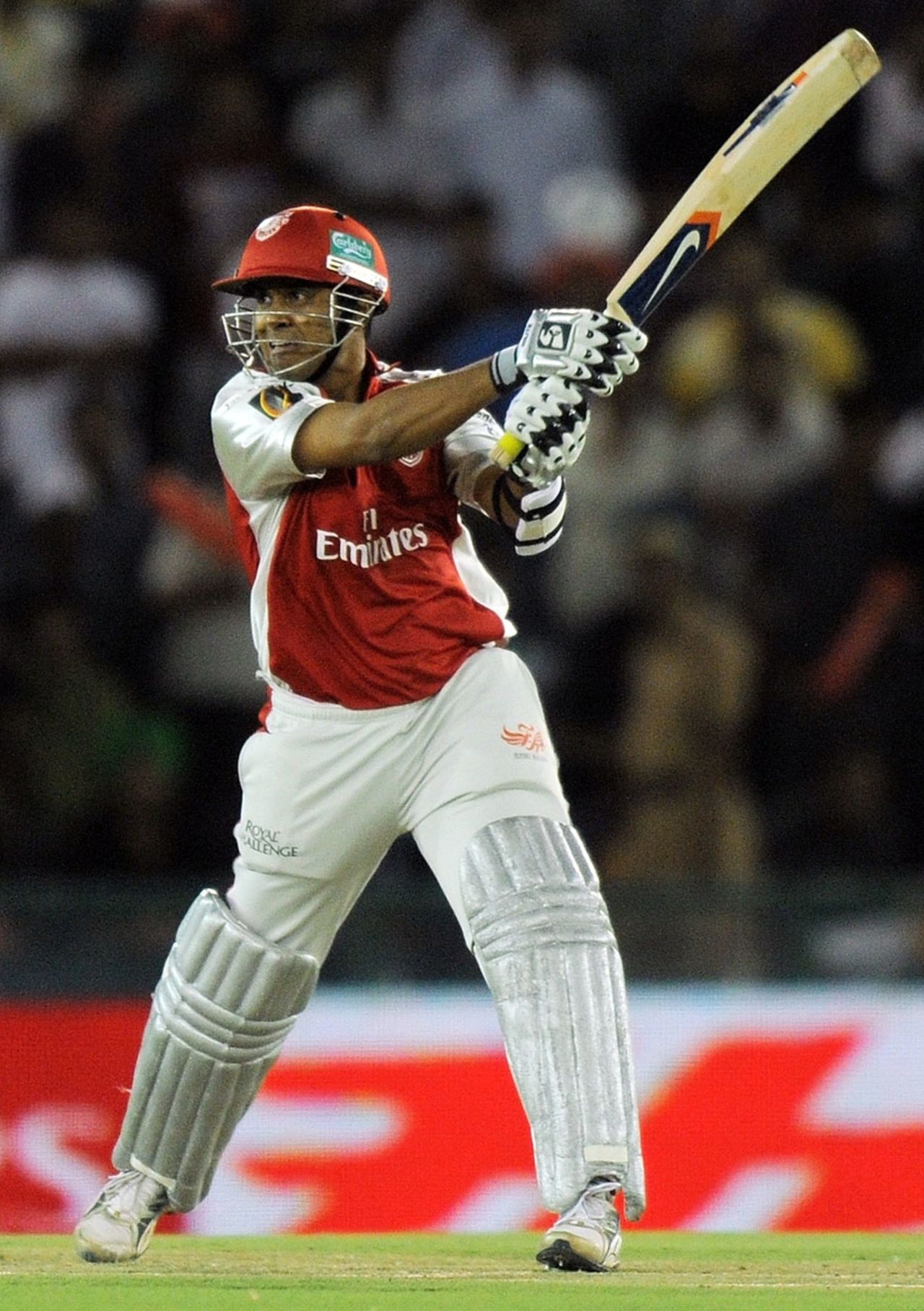Paul Valthaty hits one square on the off side, Kings XI Punjab v Rajasthan Royals, IPL 2011, Mohali, April 21, 2011