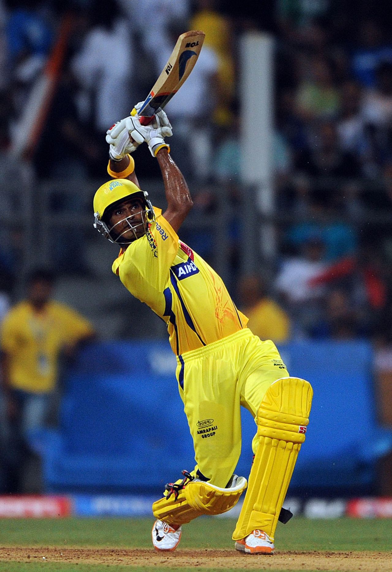 S Badrinath lofts the ball for a six, Mumbai Indians v Chennai Super Kings, IPL 2011, Mumbai, April 22, 2011