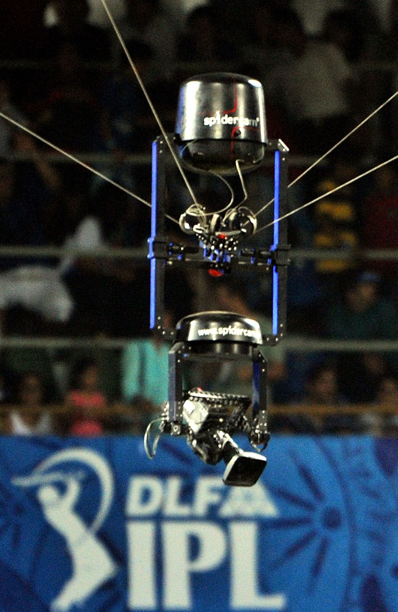 The spider cam in action in the IPL, Mumbai Indians v Chennai Super Kings, IPL 2011, Mumbai, April 22, 2011
