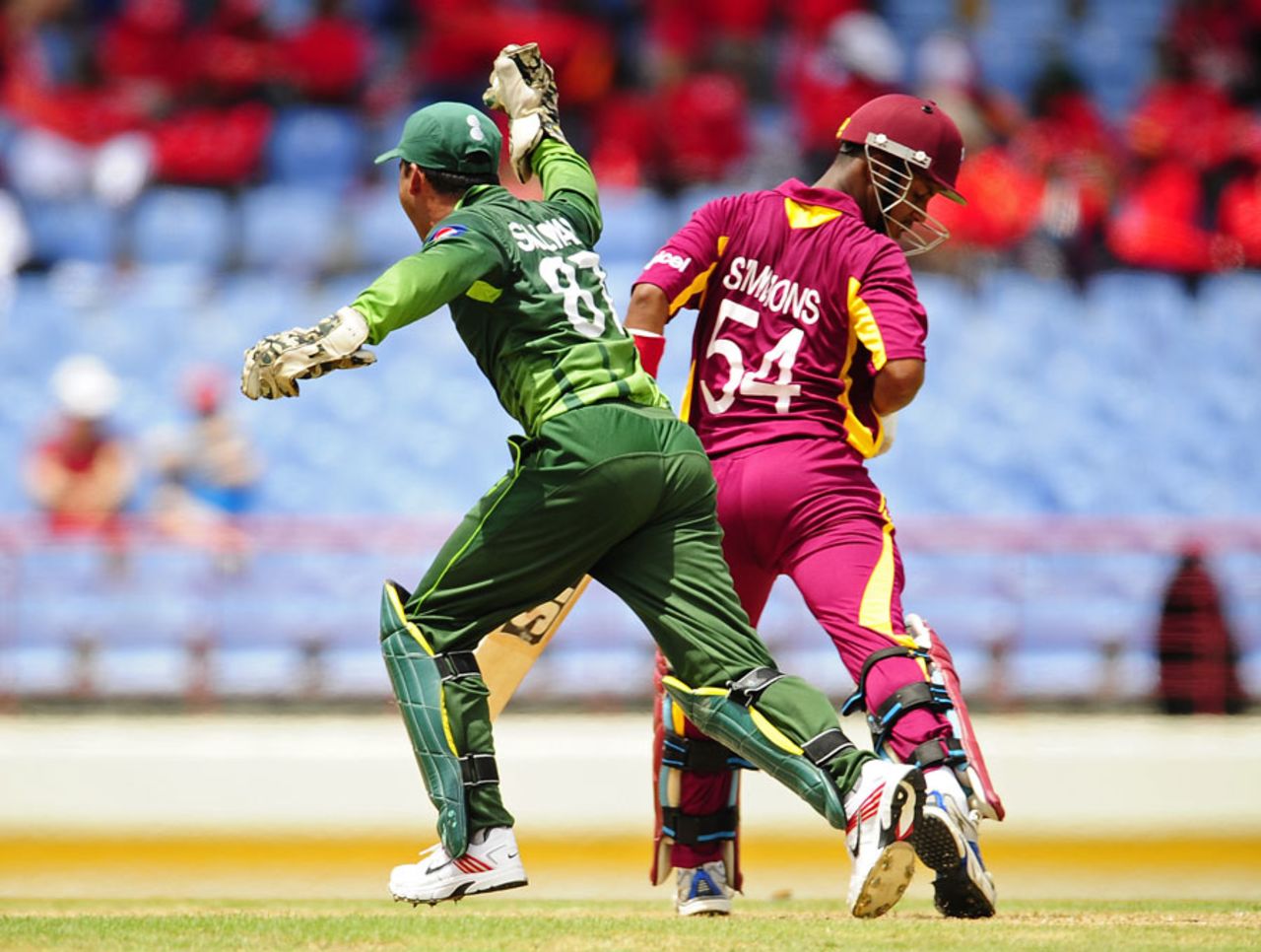 Lendl Simmons was caught behind for 24 off the bowling of Saeed Ajmal, West Indies v Pakistan, 1st ODI, St Lucia, April 23, 2011