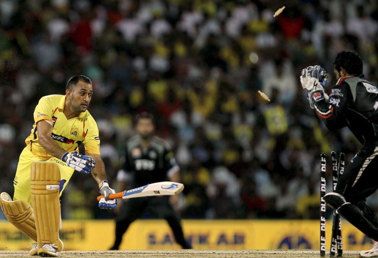 MS Dhoni is stumped by Robin Uthappa, Chennai Super Kings v Pune Warriors, IPL 2011, Chennai