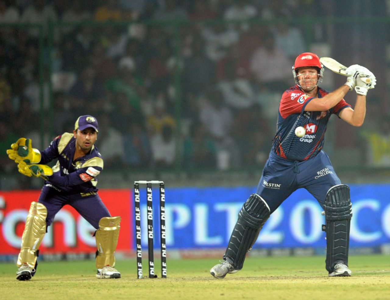 James Hopes plays one towards cover, Delhi Daredevils v Kolkata Knight Riders, IPL 2011, Delhi, April 28, 2011