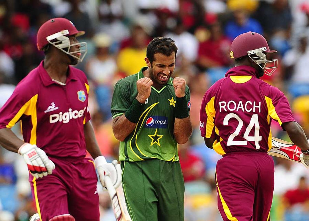 Wahab Riaz struck twice in three balls during West Indies' collapse, West Indies v Pakistan, 3rd ODI, Barbados, April 28, 2011