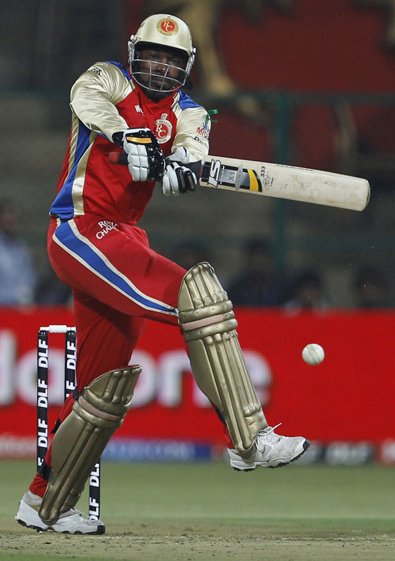 Chris Gayle looks to work one to the leg side, Royal Challengers Bangalore v Pune Warriors, IPL 2011, Bangalore, April 29, 2011