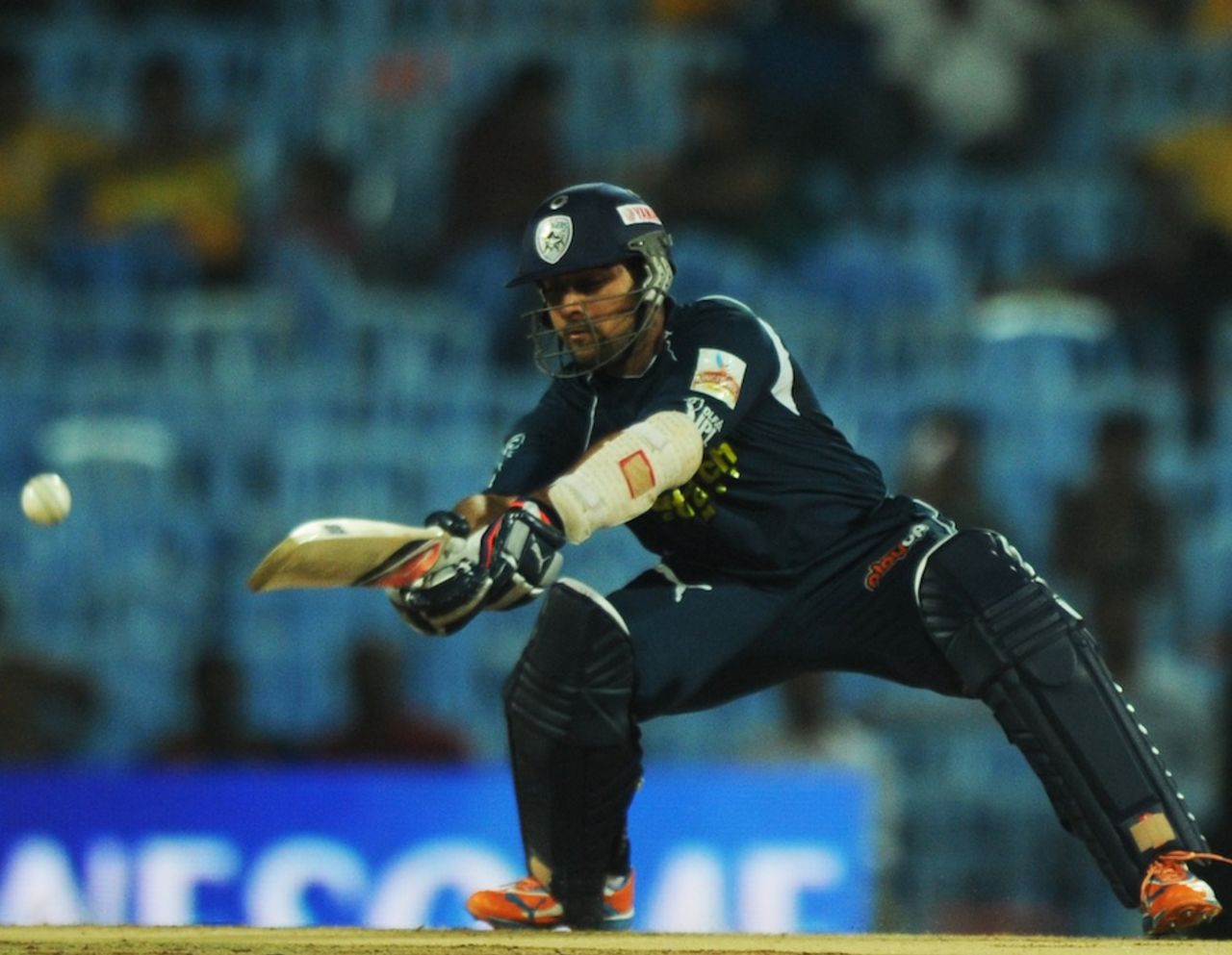 Sunny Sohal reaches out to hit the ball, Chennai Super Kings v Deccan Chargers, IPL 2011, Chennai, May 1, 2011 