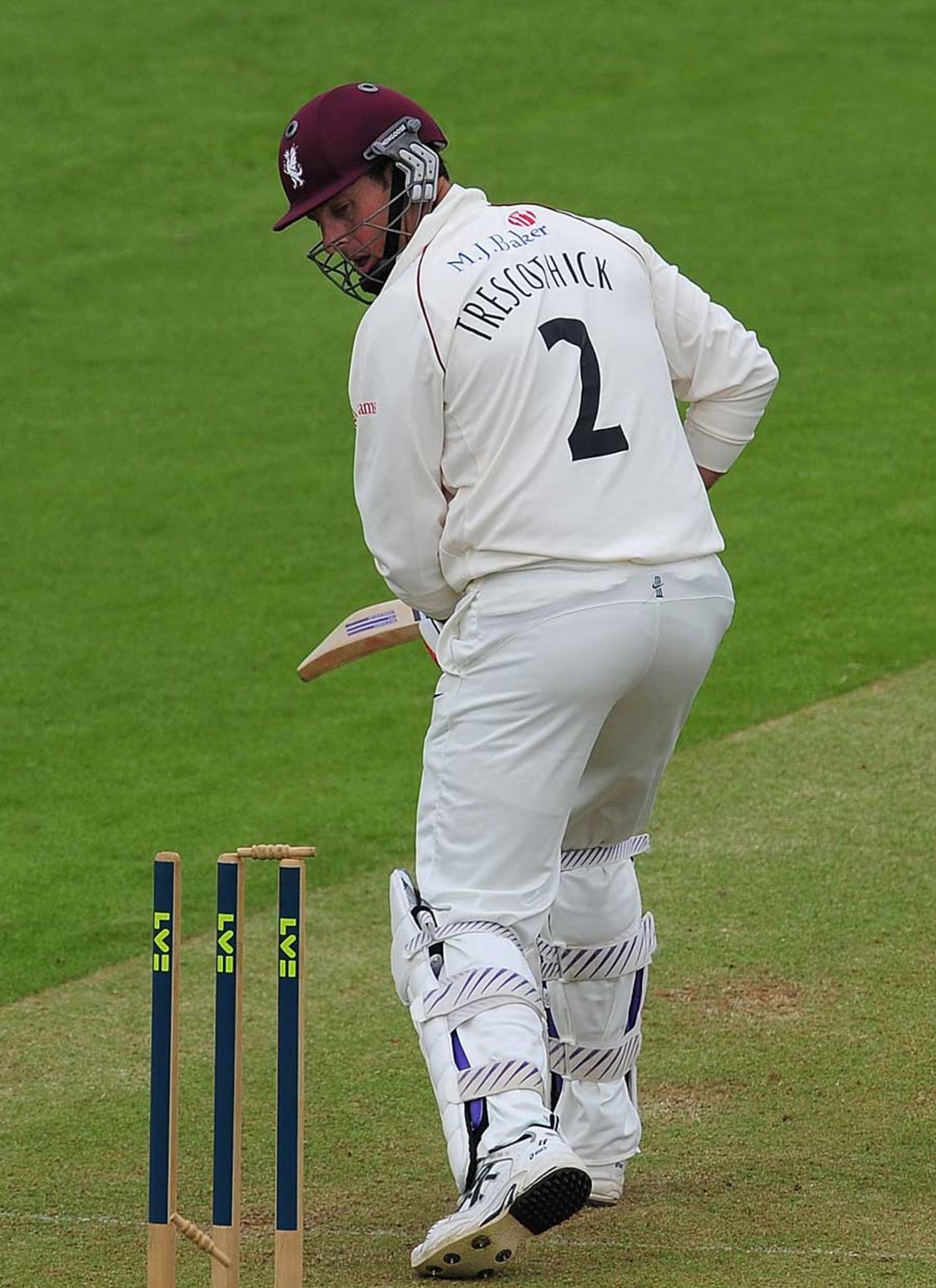 Marcus Trescothick was bowled for 31, Somerset v Worcestershire, County Championship, Division One, Taunton, May 4, 2011