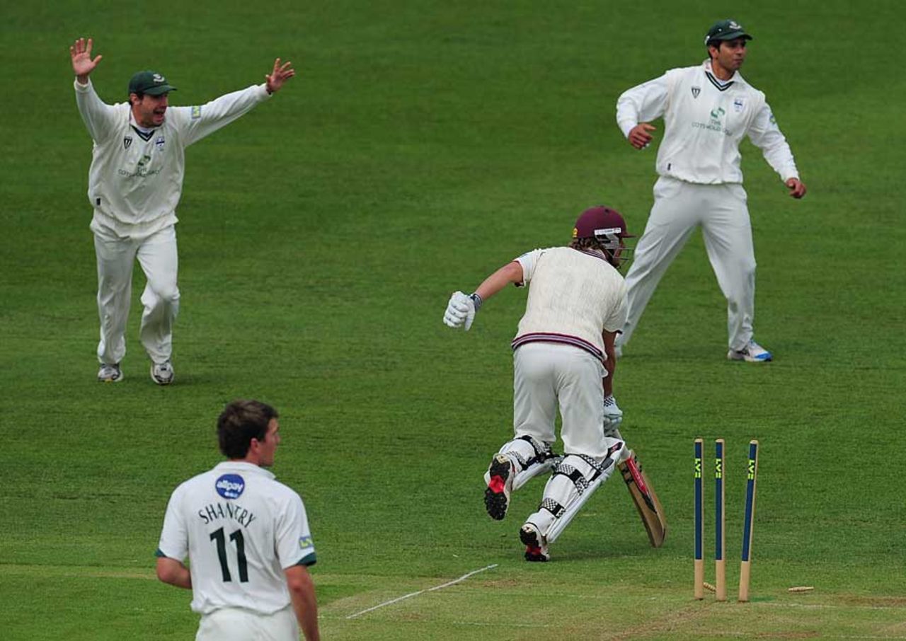 James Hildreth was run out without facing a ball, Somerset v Worcestershire, County Championship, Division One, Taunton, May 4, 2011