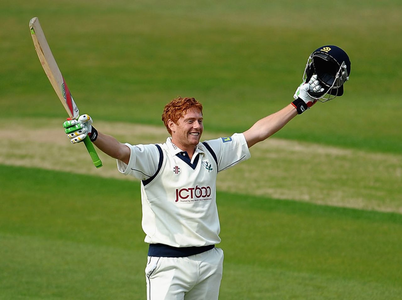 Jonathan Bairstow celebrates his double century, Nottinghamshire v Yorkshire, County Championship, Division One, Trent Bridge, May 5, 2011