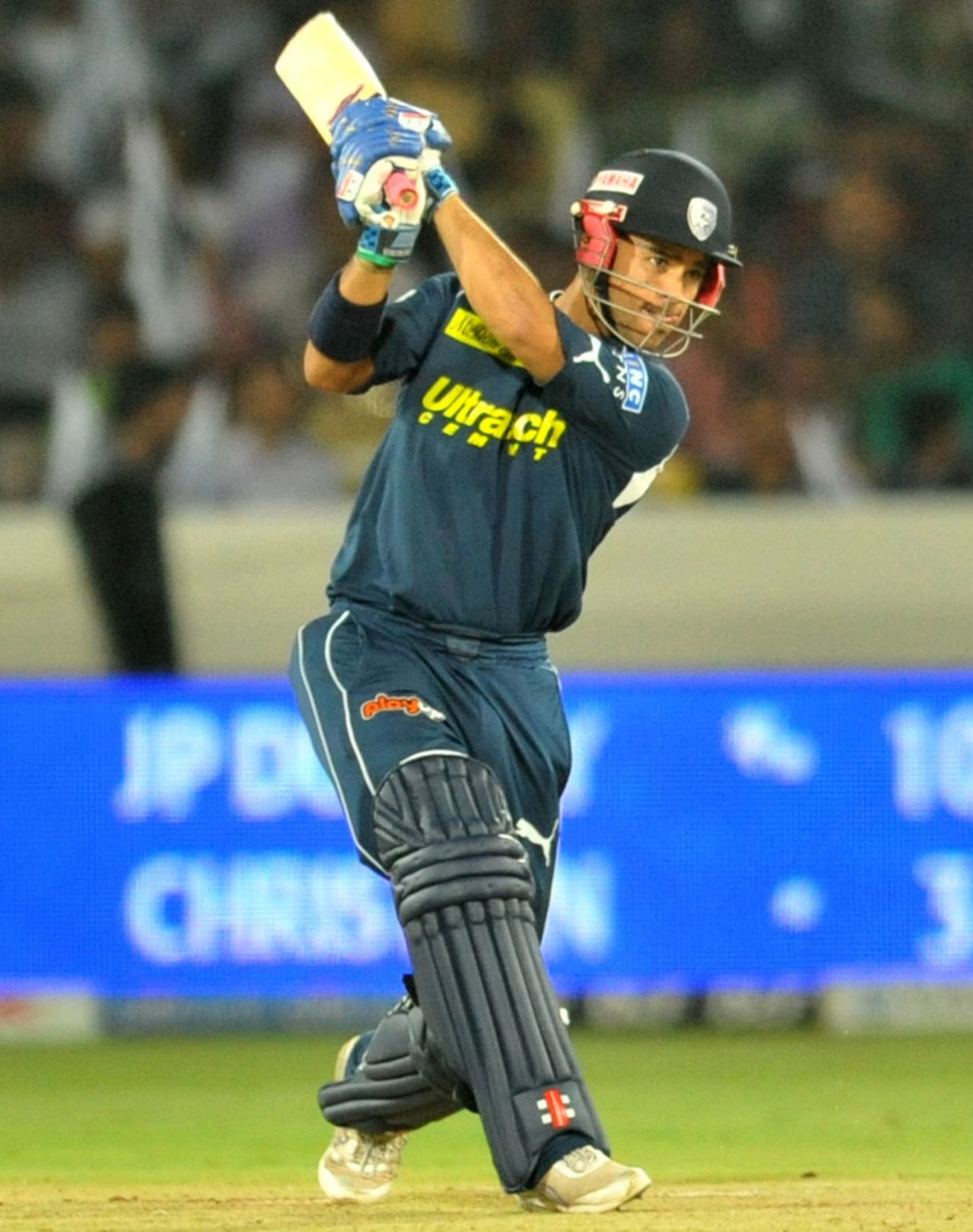 JP Duminy drives hard through the covers, Deccan Chargers v Delhi Daredevils, IPL 2011, Hyderabad, May 5, 2011