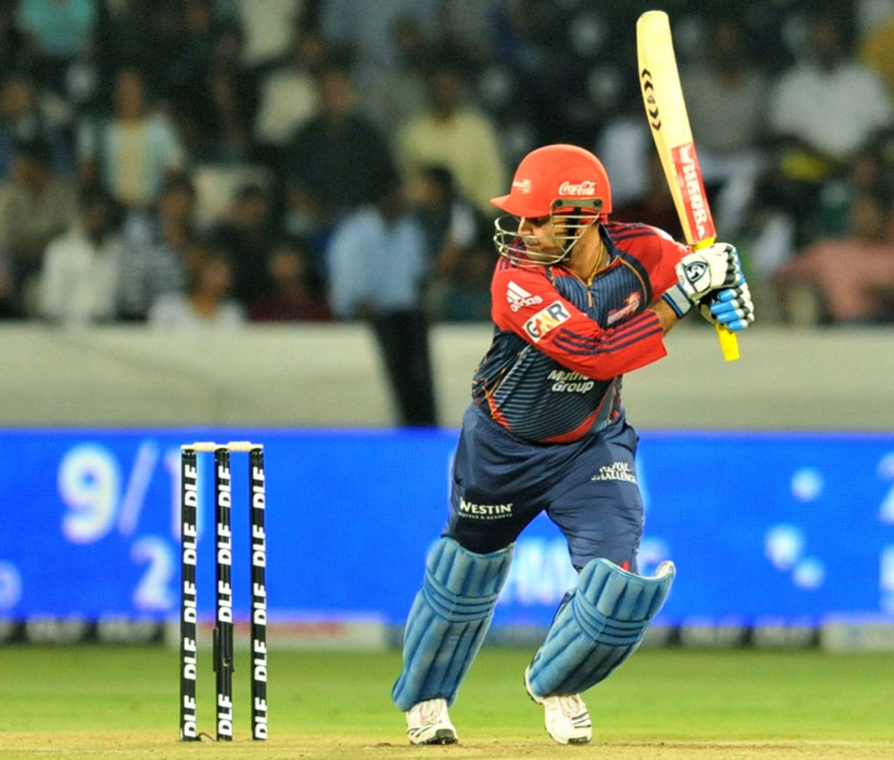 Virender Sehwag scores through the off side, Deccan Chargers v Delhi Daredevils, IPL 2011, Hyderabad, May 5, 2011