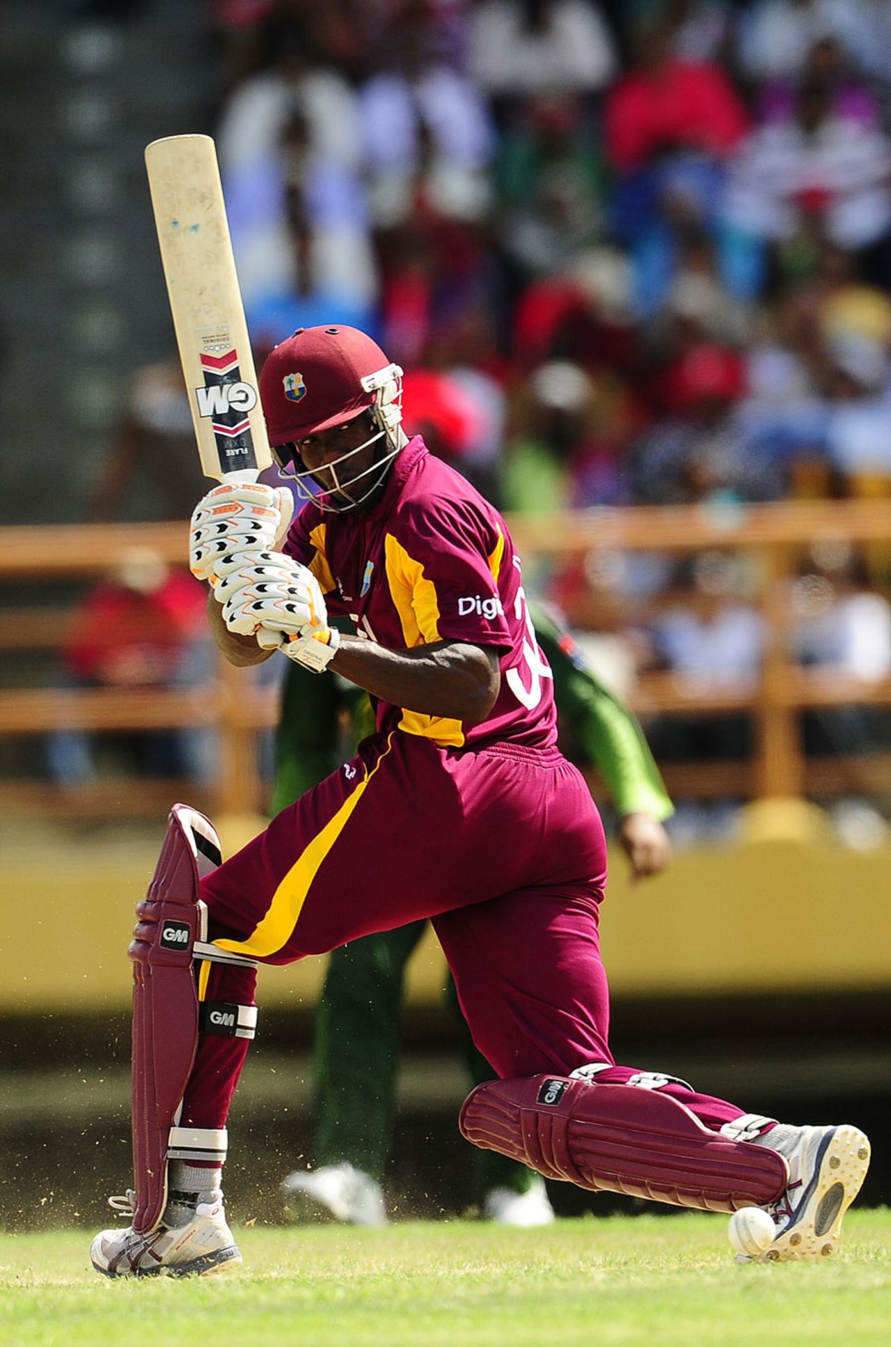Kirk Edwards taps one fine, West Indies v Pakistan, 5th ODI, Providence, Guyana, May 5, 2011