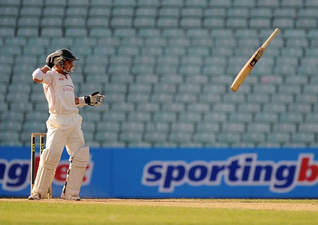 James Taylor loses his bat after being hit by Jade Dernbach, Surrey v Leicestershire, County Championship, Division Two, The Oval, May 6, 2011
