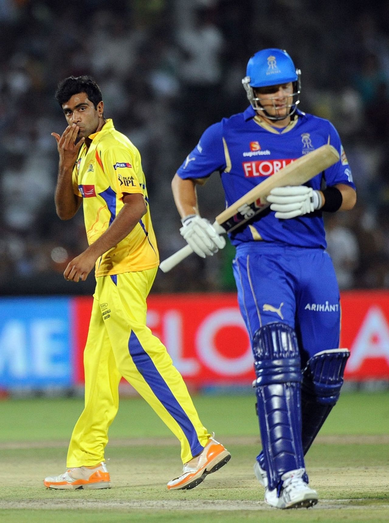 R Ashwin sent Shane Watson back for 11, Rajasthan v Chennai, IPL 2011, Jaipur, May 9, 2011