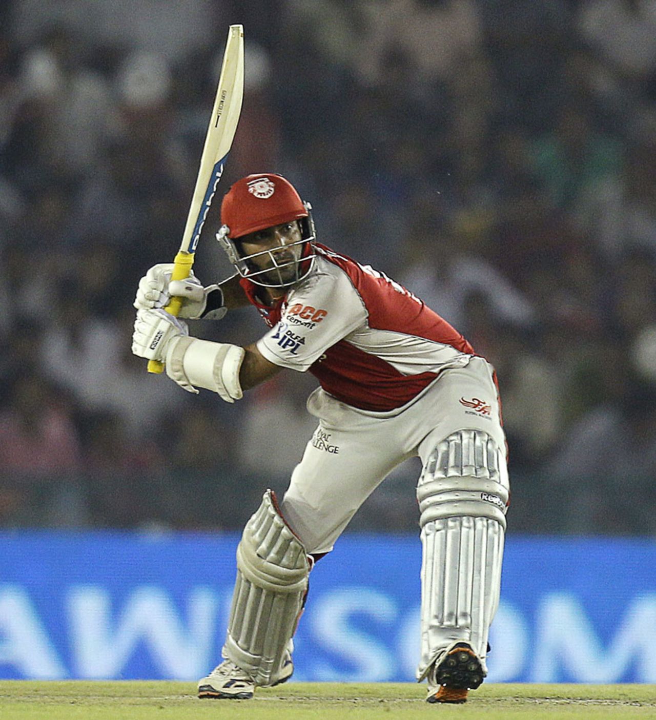 Dinesh Karthik is poised to smash the ball, Kings XI Punjab v Mumbai Indians, IPL 2011, Mohali, May 10, 2011