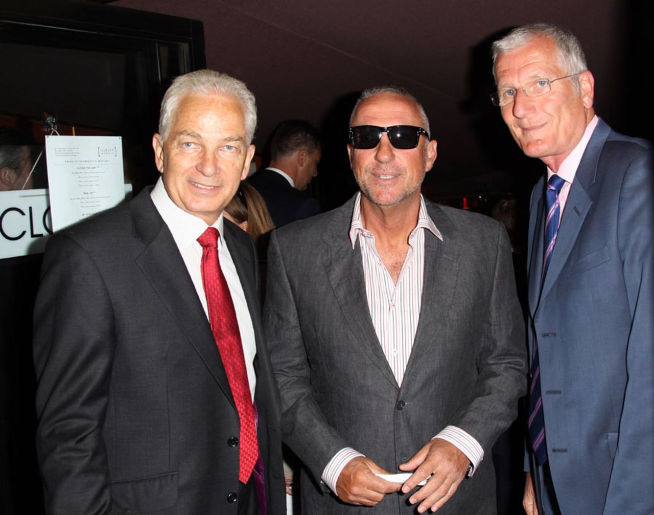 David Gower, Ian Botham and Bob Willis arrive for the world premiere of <i>From the Ashes</i>, London, May 10, 2011