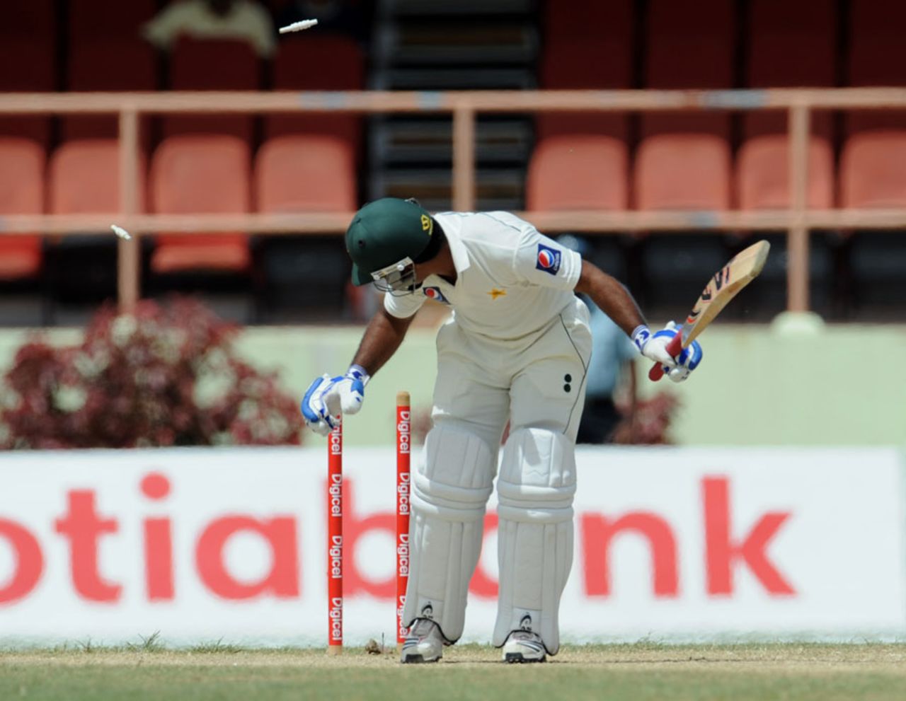 Asad Shafiq is bowled for 42, West Indies v Pakistan, 1st Test, Providence, 4th day, May 15, 2011