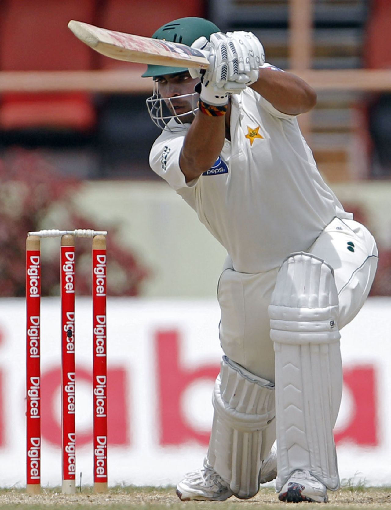Umar Akmal picks a gap through the covers, West Indies v Pakistan, 1st Test, Providence, 4th day, May 15, 2011