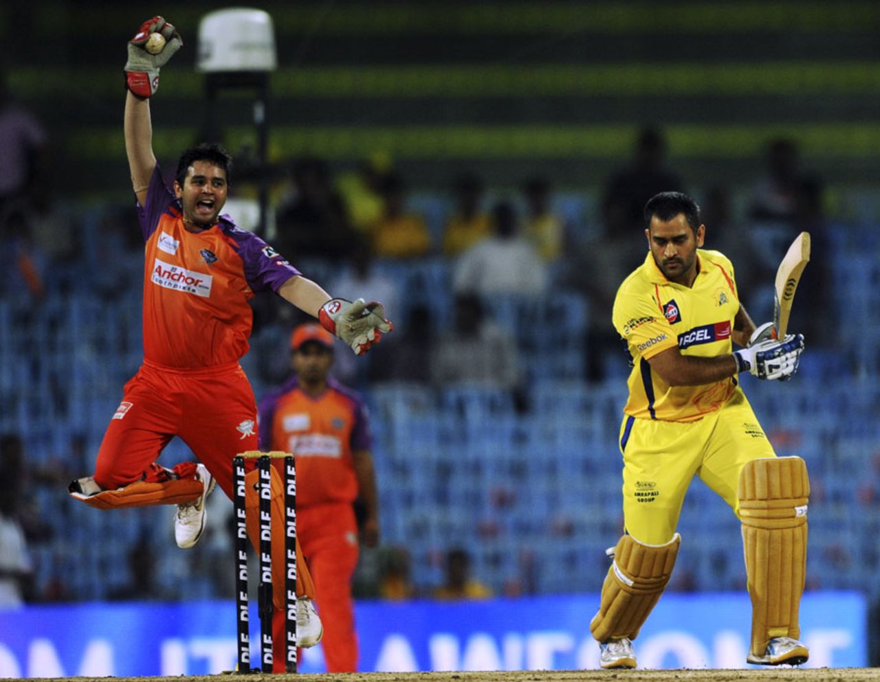 MS Dhoni is about to walk even as Parthiv Patel goes up in appeal for a catch behind, Chennai Super Kings v Kochi Tuskers Kerala, IPL 2011, Chennai, May 18, 2011