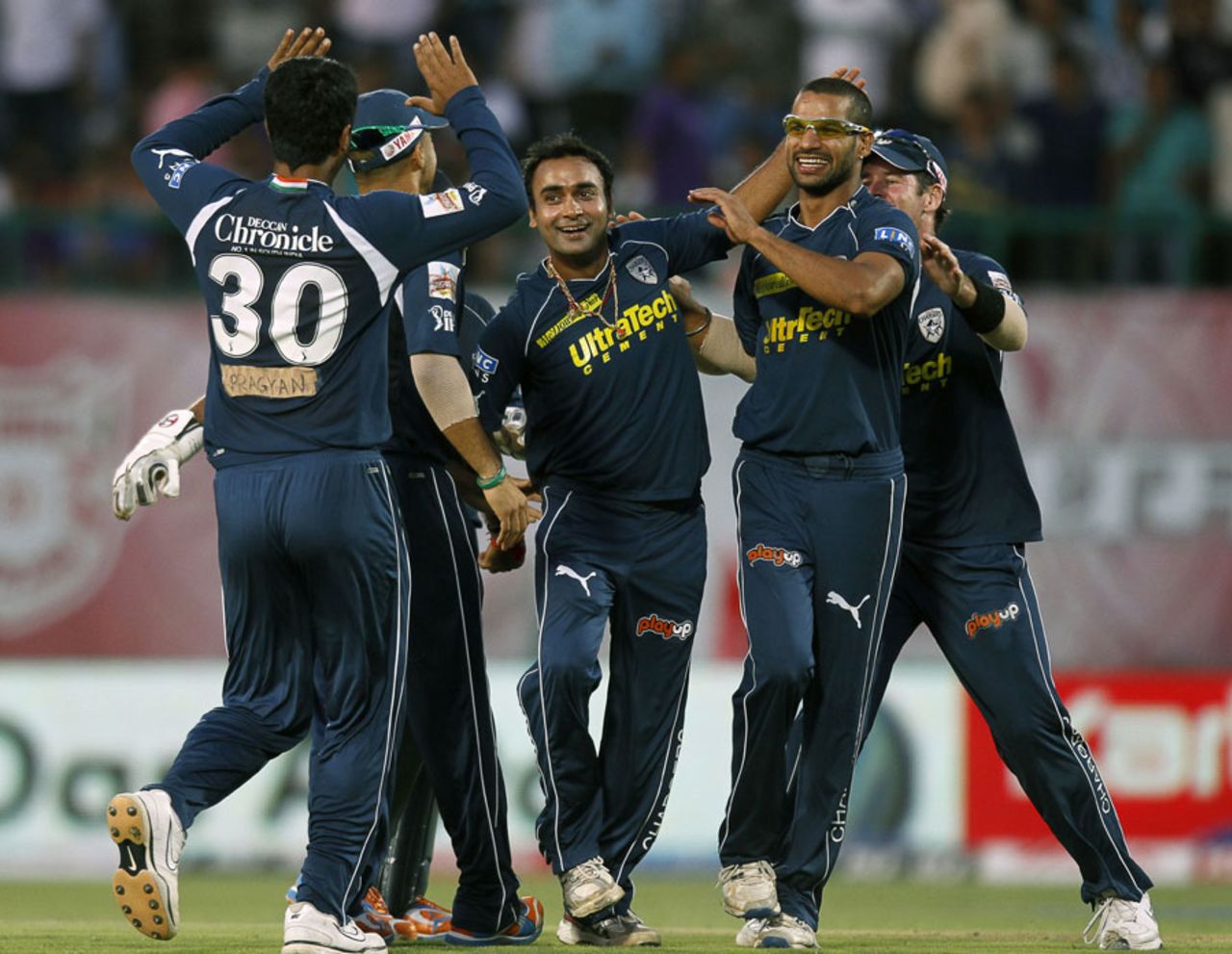 Amit Mishra completed his second IPL hat-trick, Kings XI Punjab v Deccan Chargers, IPL 2011, Dharamsala, May 21, 2011