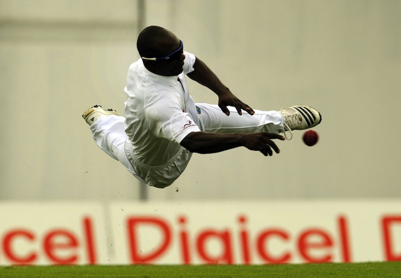 Anthony Martin, West Indies' substitute fielder, throws the ball in mid air, West Indies v Pakistan, 2nd Test, St Kitts, 2nd day, May 21, 2011
