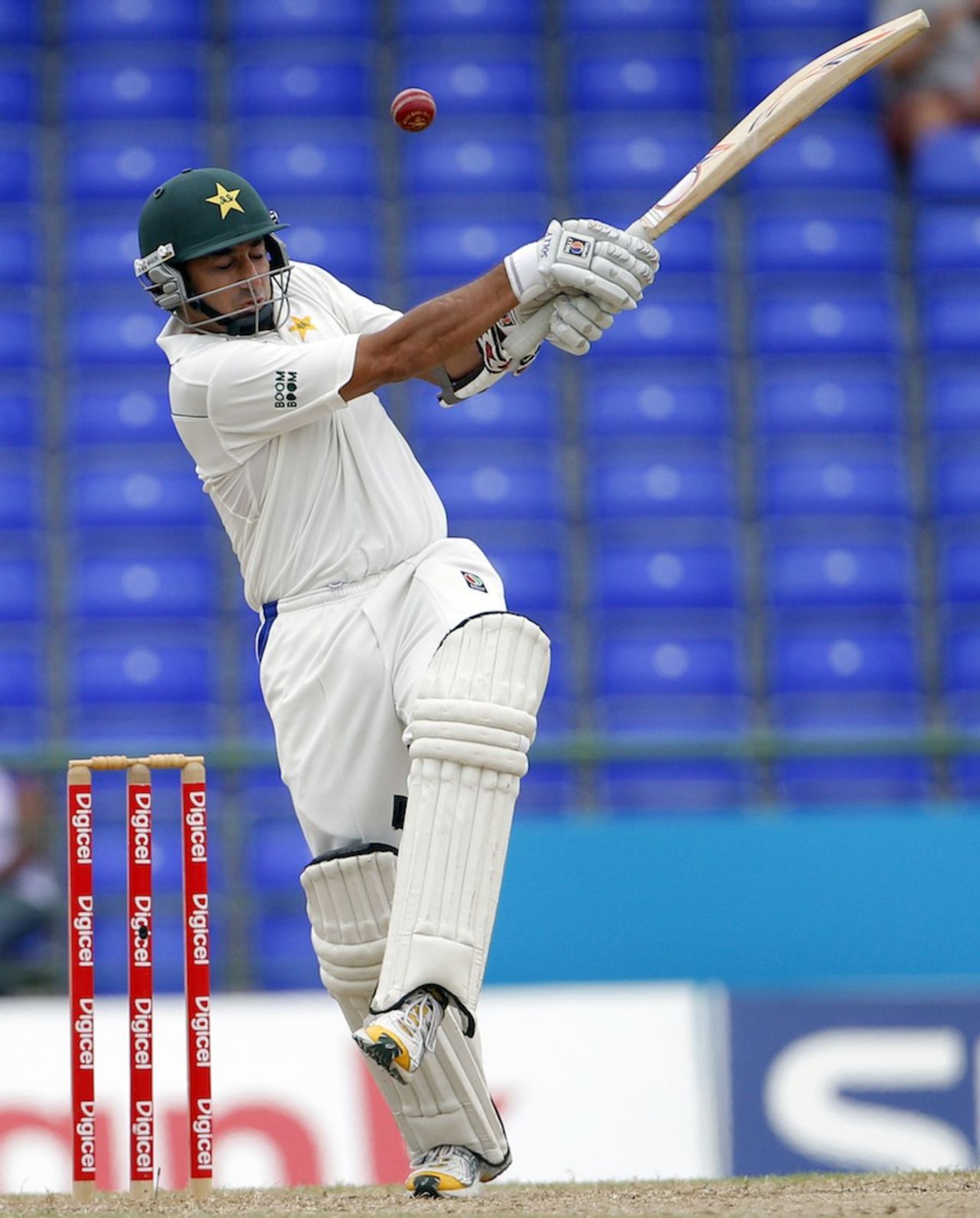 Saeed Ajmal attempts a pull during his rearguard innings, West Indies v Pakistan, 2nd Test, St Kitts, 2nd day, May 21, 2011