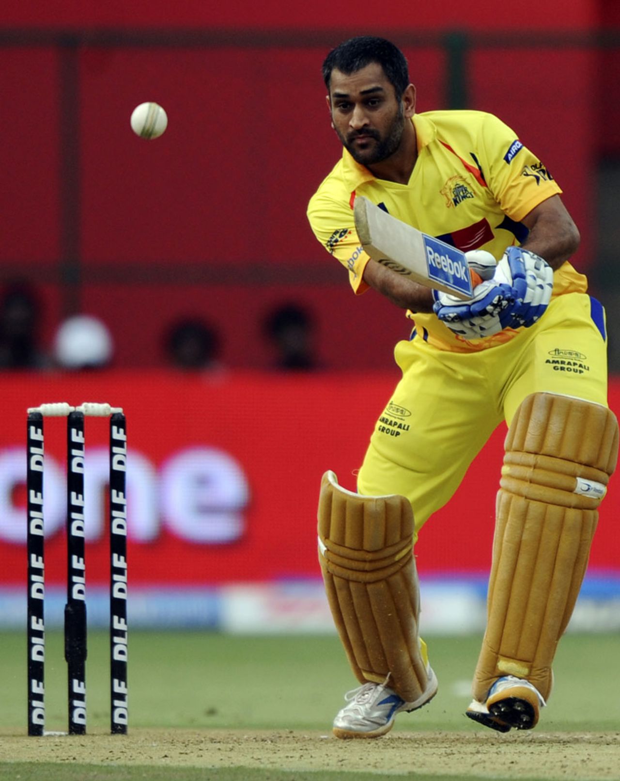 MS Dhoni plays one to the off side, Royal Challengers Bangalore v Chennai Super Kings, IPL 2011, Bangalore, May 22, 2011