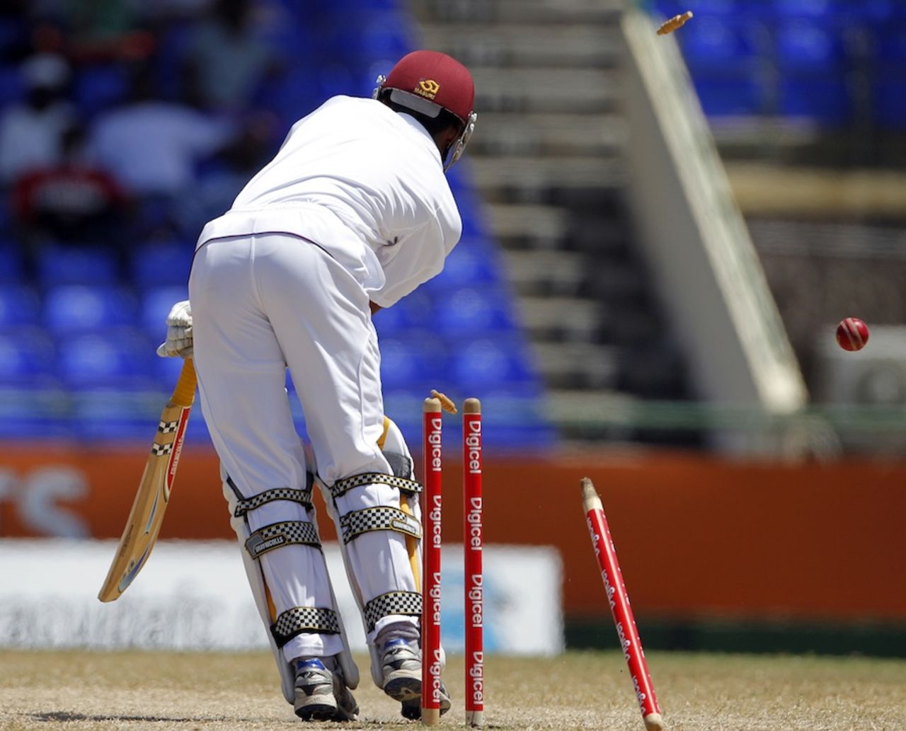 Kraigg Brathwaite was bowled for a duck, West Indies v Pakistan, 2nd Test, St Kitts, 4th day, May 23, 2011