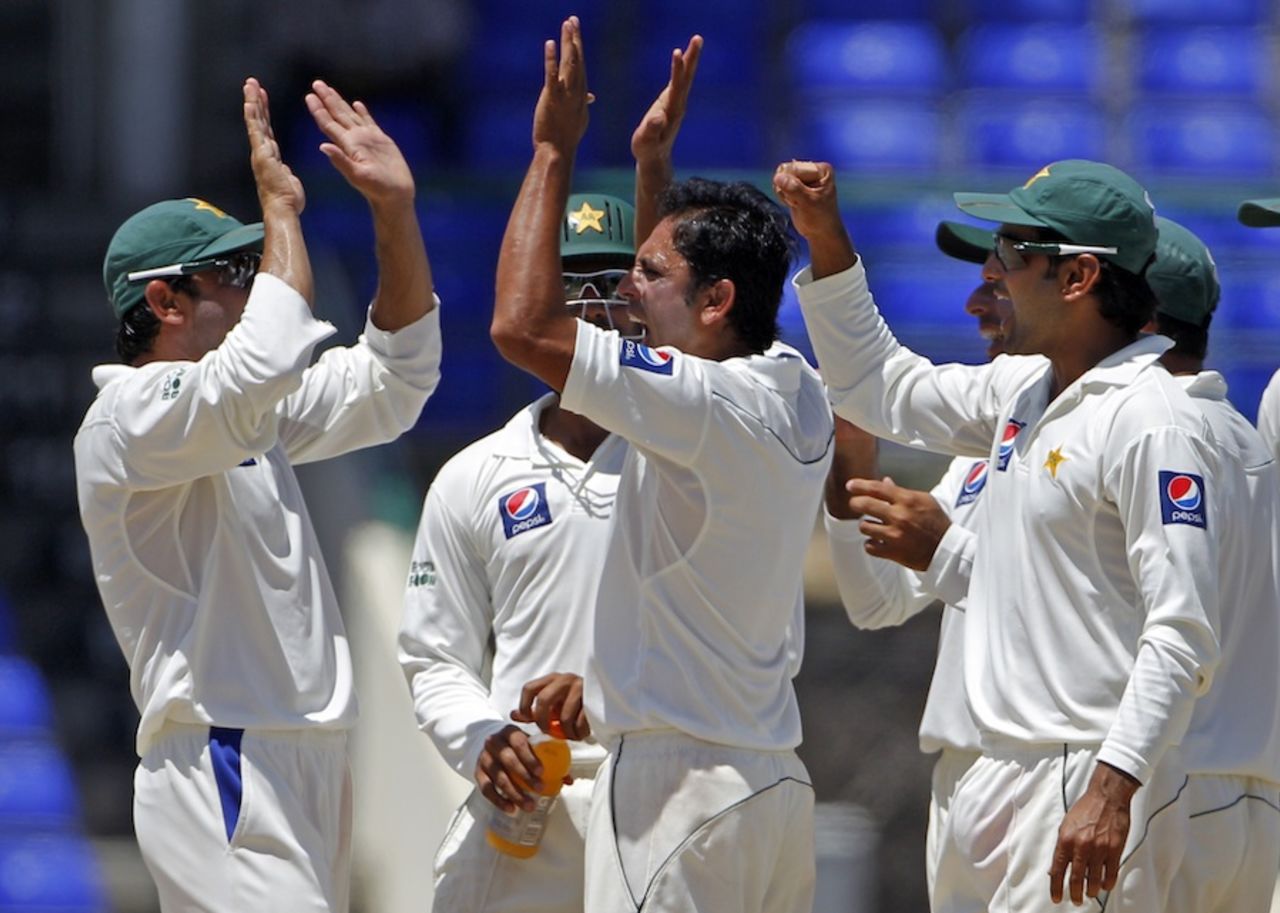 Abdur Rehman celebrates a wicket on the final morning, West Indies v Pakistan, 2nd Test, St Kitts, 5th day, May 24, 2011