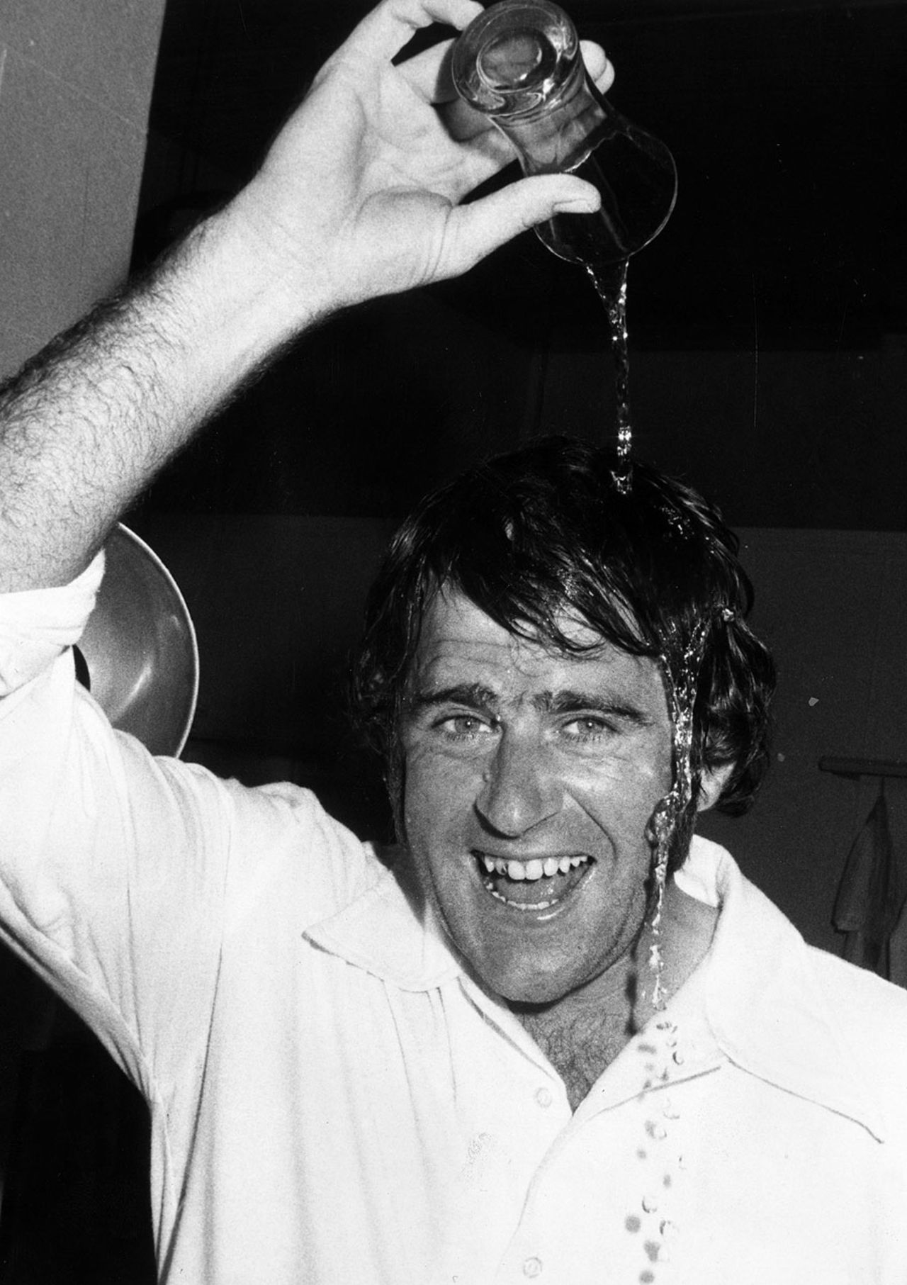 Terry Jenner celebrates after a match, 1975