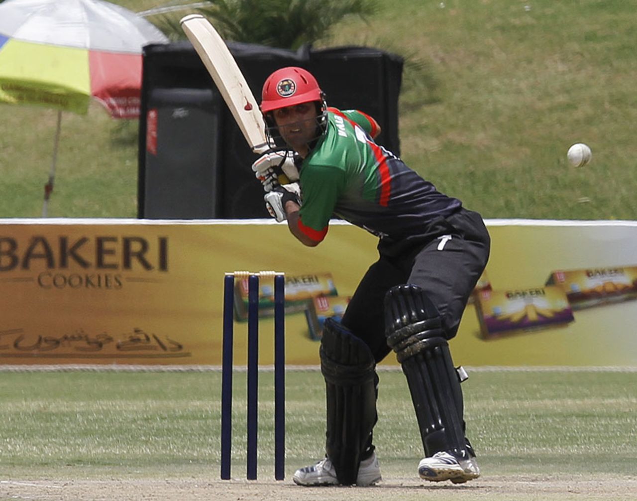 Mohammad Nabi looks to play a big shot, Pakistan A v Afghanistan, 1st unofficial ODI, Islamabad, May 25, 2011