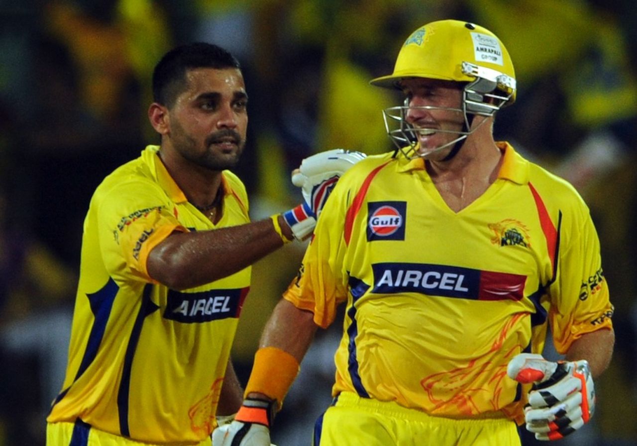 M Vijay and Michael Hussey added 159 for the first wicket, Chennai v Bangalore, IPL 2011, Final, Chennai, May 28, 2011