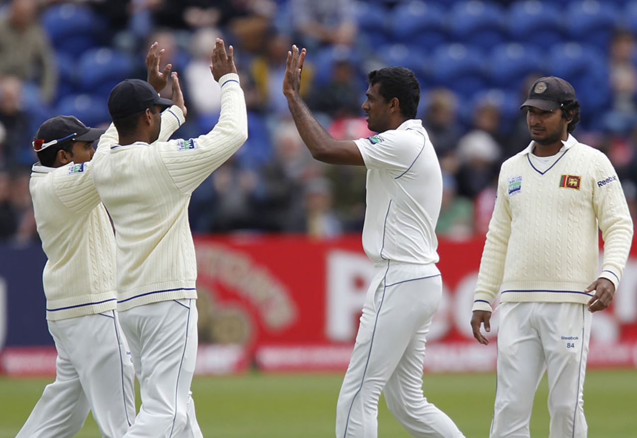 Farveez Maharoof broke the third-wicket stand of 251, England v Sri Lanka, 1st Test, Cardiff, 4th day, May 29, 2011