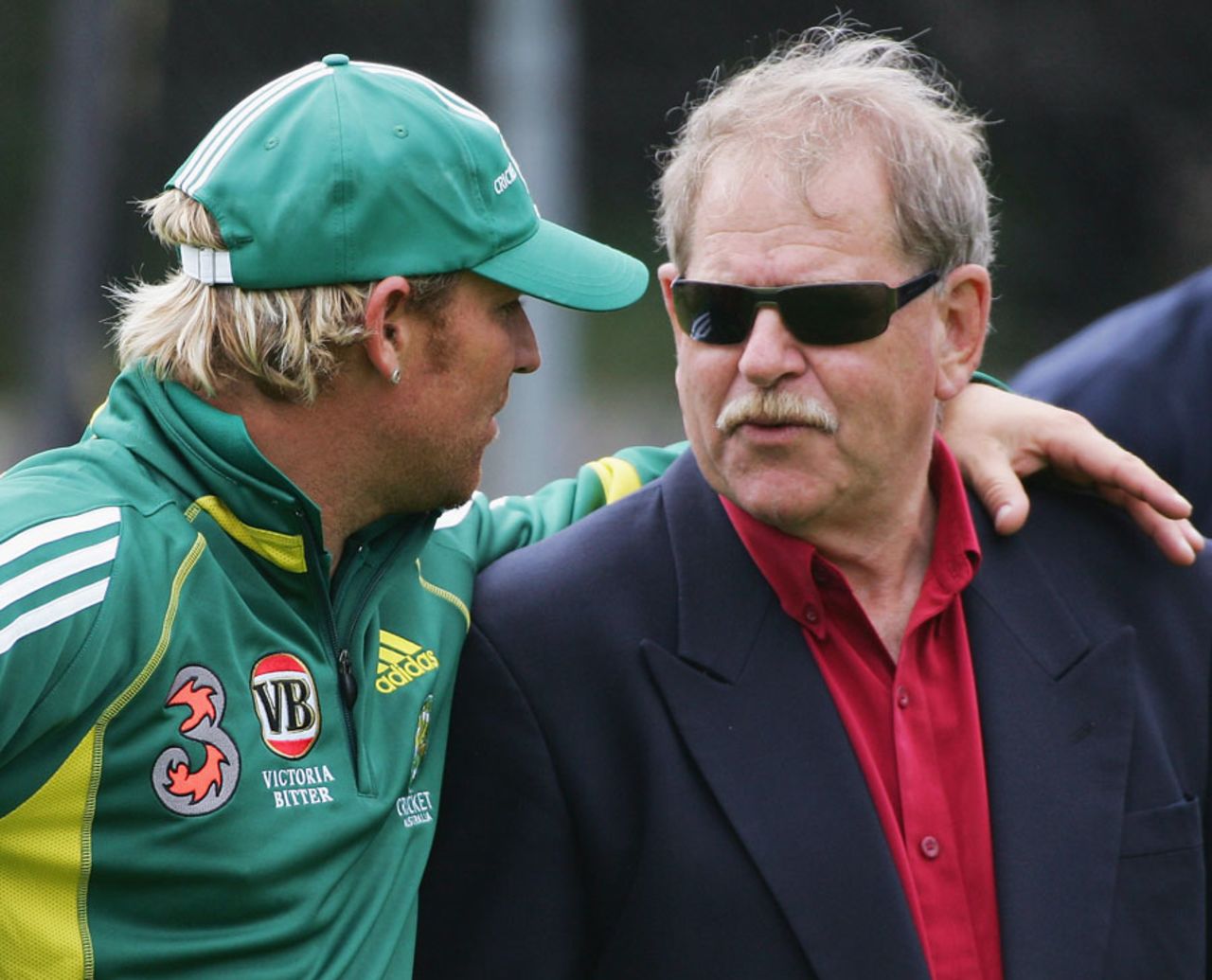 Shane Warne chats with Terry Jenner, Hobart, November 15, 2005