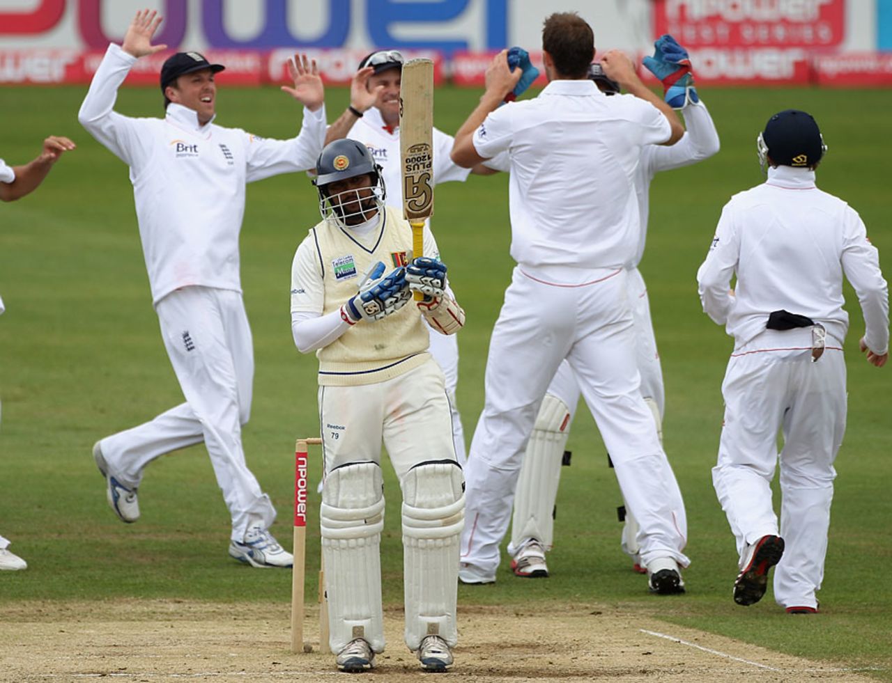 Tillakaratne Dilshan lobbed a catch back to Chris Tremlett, England v Sri Lanka, 1st Test, Cardiff, 5th day, May 30, 2011