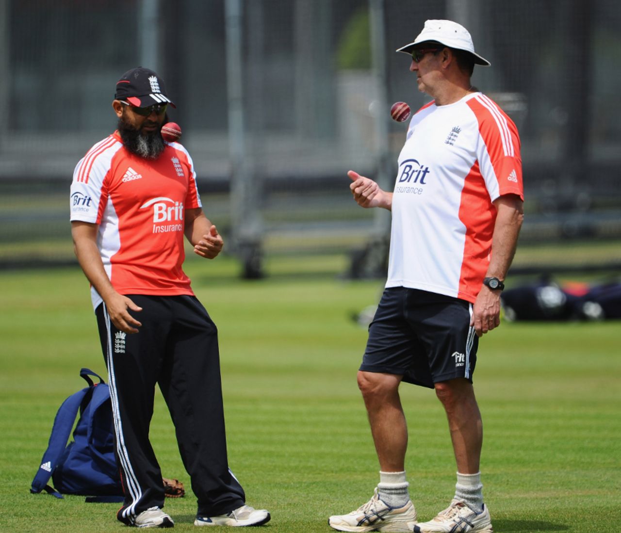 England bowling coach Mushtaq Ahmed and batting coach Graham Gooch at England's training session, Lord's, June 1 2011