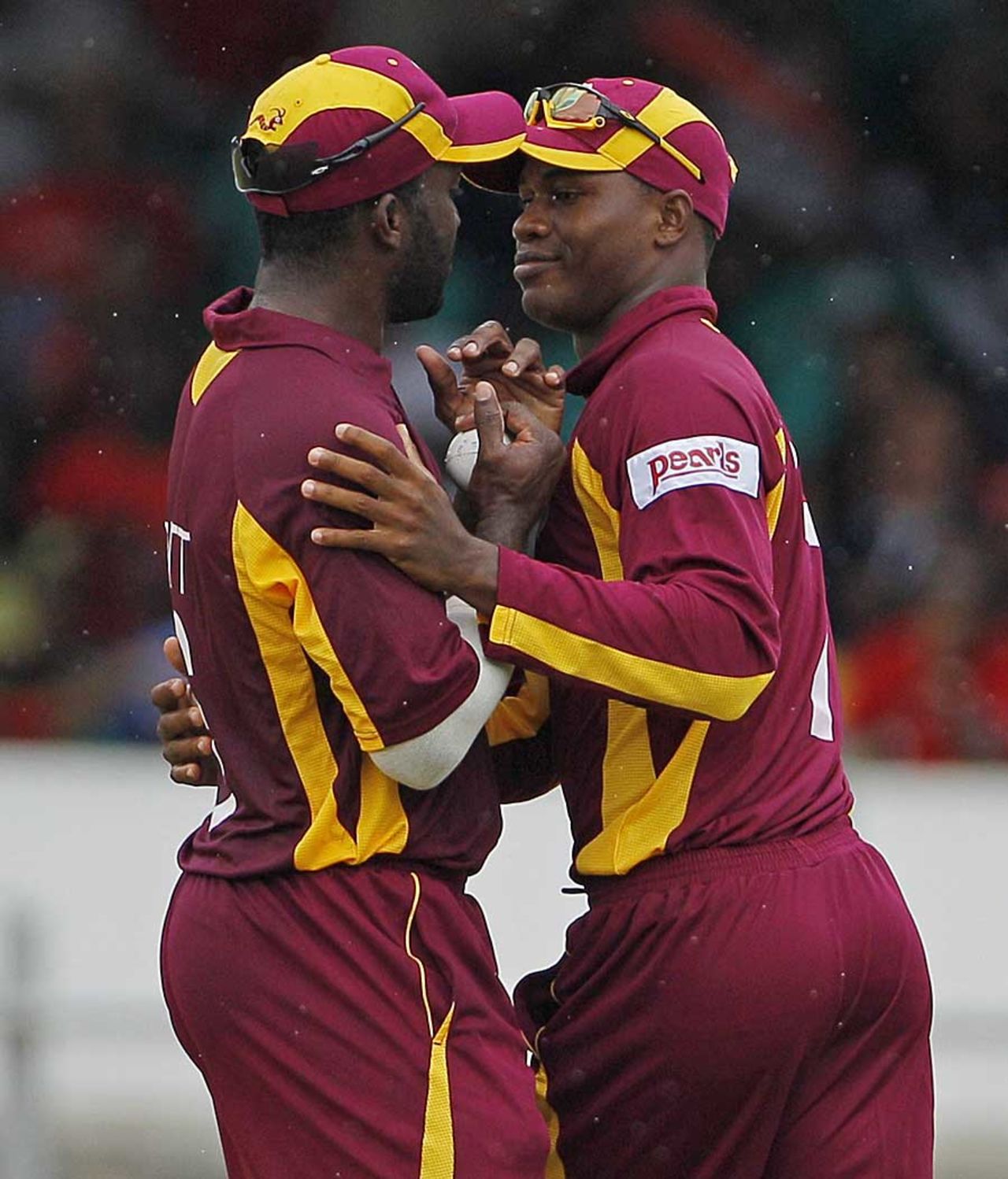 Danza Hyatt and Marlon Samuels almost collided while attempting a catch, West Indies v India, Only Twenty20, Port of Spain, June 4, 2011